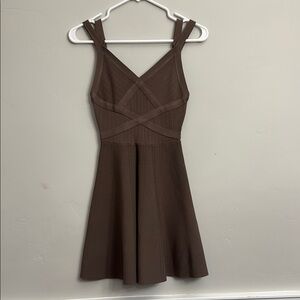 Guess Brown Sleeveless A-line Mini Dress